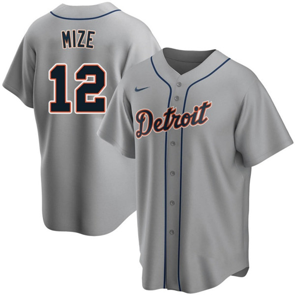 Men's Detroit Tigers #12 Casey Mize Gray Cool Base Stitched Jersey